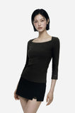 [ EEUN MADE ] Soft Boat Neck Sleeve Three Quarter