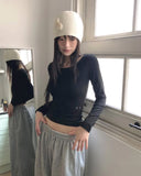 [Brushed Lining] Leha studded round neck slim t-shirt