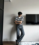Baron cable stripe short sleeve knit