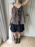 Oni Check Layered Halter Leeveless Blouse Set