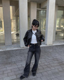 Era Star Patch Washing Damage Wide Pants