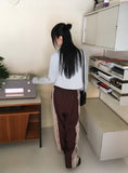 Fairlane Nylon Lace Color Matching Two-Way Long Wide Jogger Pants