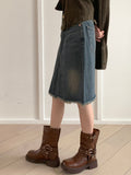 Fournette Western Chain Belt Leather Ankle Middle Boots
