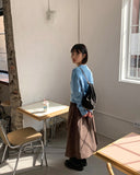 Loop banding corduroy cargo long skirt