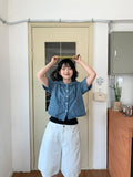 Deduce Snap Button Balloon Bermuda Pants