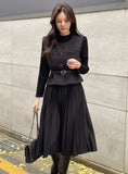 Jewel Vest Combi Pleated One Piece Set (Belt Set)