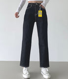 Raw banding brushed span no dyeing straight denim pants