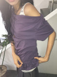 Shima Drape Frill Off-Shoulder Short Sleeve Tee