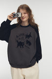 Cat Boucle Embroidered Raglan Sweatshirt