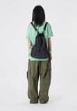 Waist string cotton wide cargo pants