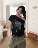 Nity Horse Printed One-Shoulder Short Sleeve