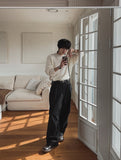 Harvey striped black pintuck denim