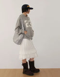 BUBBLY FRILL MIDI SKIRT