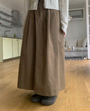 Ribam banding cotton pleats long skirt