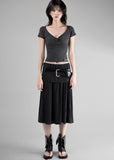 Cutout punching midi skirt