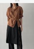 Draped Slit Wrap Blouse