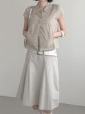 Trench Button Crop Short Sleeve Shirt Jacket