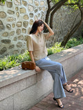 Antho summer cotton wide banding denim pants