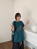 [unisex] Heno Star Color Matching Over Short Sleeve T-Shirt