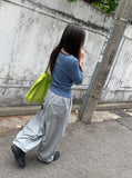Chiha color matching stripe long sleeve tee