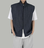 High neck denim vest