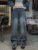 Ocean washing side cut denim pants