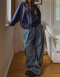 Folding Pocket Curved Damage Denim Pants