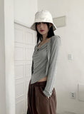 [SET] Throw Shirring Sleeveless Long Sleeve Cardigan Set