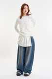 Morgan reverse pocket wide denim pants