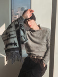 Linked Shoulder Zipper Ribbed Half-Neck Knit