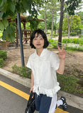 Seputte Shirring Frill Short Sleeve Blouse