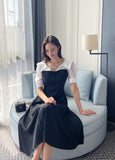 Jerin Color Matching Collar Flare One Piece