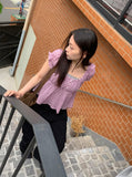 Pocochi Check Shirring Blouse