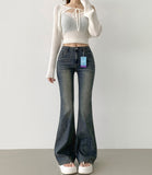 Cooling Low Rise Back Pocket Span Bootcut Denim Pants