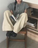 Tinbe Frill Check Short Sleeve Shirt