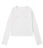 LACE BACK CROSS U-Neck Long Sleeve