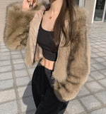 High Quality Egg Big Hood Crop Hip Mood Fur Jacket