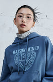 (W) DOODLE HEART CROP HOODIE