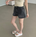 Summer Long Leg Fit A-Line Banding Denim Shorts