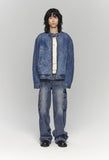 HEM BUTTON UTILITY CARGO DENIM PANTS