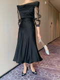 Mud Satin Flare Skirt