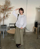 Tomou banding patch cargo cotton long skirt