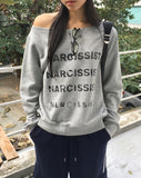 Nar Off Shoulder Loose Fit Pile Sweatshirt