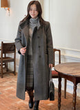 Levea Double High Neck Long Coat (Belt Set)