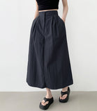 Whith Lining In Skirt Banding Rustling Nylon Pintuck Long Skirt