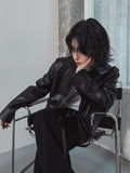 Lidore Metal Button Leather Jacket