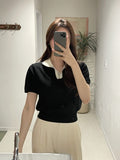 Steady Half Open Collar Short Sleeve Knit
