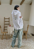Bunny Flower Embroidered Hoodie