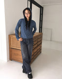 Gut Vintage Washing Rivet Studded Wide Denim Pants