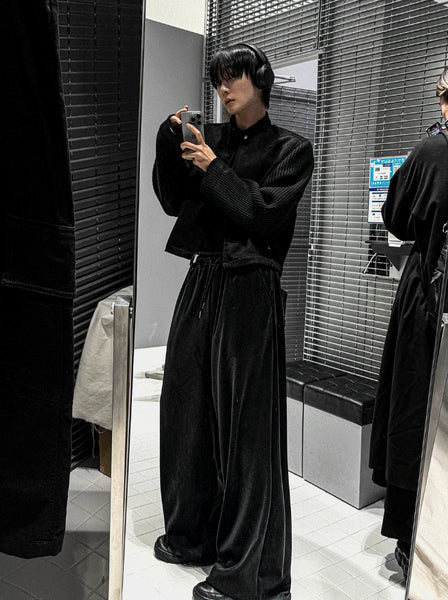 【COSYHARU】Deep Black Knit Suede Jacket COSYHARU (コシハル) - ディープブラックニットスエード